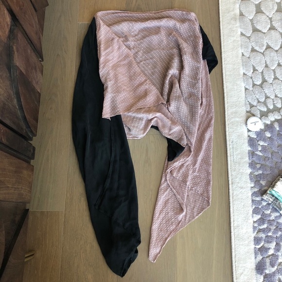 Pink black color block scarf shawl semi sheer unique cute chic - Picture 4 of 6